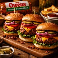 Owens Sausage and Ground Beef Backyard Burgers