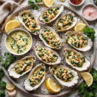 Oysters with Spinach and Lemon Sauce