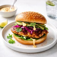 Pacific Rim Chicken Burgers with Ginger Mayonnaise
