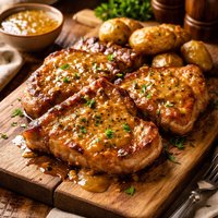 Pan Fried Pork with Maple Mustard Sauce