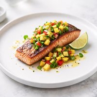 Pan Fried Salmon with Mango Cucumber Salsa