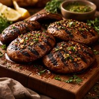 Pan Grilled Portobello Mushrooms with Herb Infused Marinade