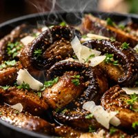 Pan Roast Portabella Mushrooms with Dijon Vinaigrette Asiago Cheese