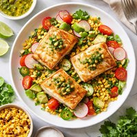 Pan Roasted Halibut with Jalapeno Vinaigrette