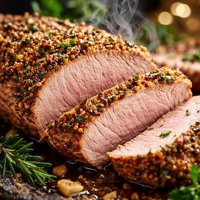 Pan Roasted Pork Tenderloin with Herb and Mustard Crust