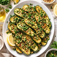 Pan Roasted Zucchini with Fresh Herb Gremolata