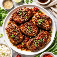 Pan Sauteed Pork Chops with Garlic Hoisin Sauce
