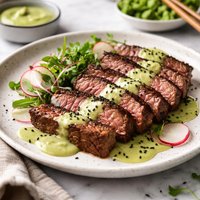 Pan Seared Beef with Wasabi Sauce