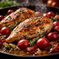 Pan Seared Chicken with Red Grapes