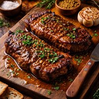 Pan Seared Steaks with Honey Mustard Pan Juice