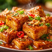 Pan Seared Tofu in Orange Peanut Sauce
