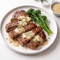 Pan Steaks with Garlic Mustard Sauce