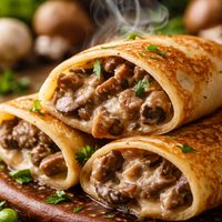 Pancakes Crepes Filled with Mushrooms Filling Only