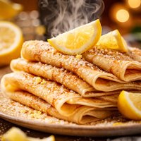 Pancakes with Lemon and Sugar for Shrove Tuesday Pancake Day