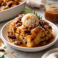 Panettone Bread Pudding W Brandy Caramel Sauce