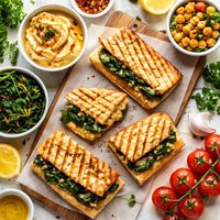 Panini with Sauteed Spinach and Chickpea Spread