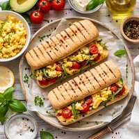 Panini with Scrambled Eggs and Tomatoes