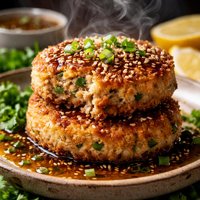 Panko Tuna Cakes W Soy and Mustard