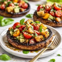 Panzanella Topped Grilled Portabellas