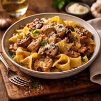 Pappardelle with Chicken Mushrooms Wine