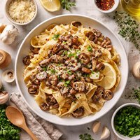 Pappardelle with Mushroom Sauce
