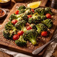 Parmesan Broccoli with Cherry Tomatoes