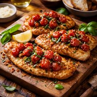 Parmesan Chicken Paillards with Cherry Tomato Sauce