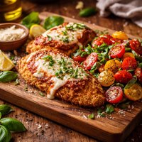 Parmesan Chicken with Tomato Basil Salad