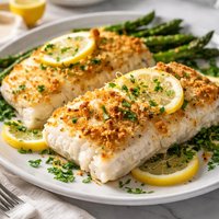 Parmesan Crusted Baked Halibut