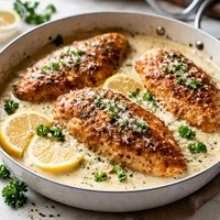 Parmesan Crusted Chicken in Cream Sauce