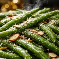 Parmesan Garlic Butter Green Beans with Almonds