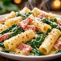 Parmesan Ham and Spinach Pasta