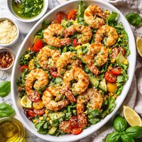Parmesan Shrimp with Basil Dressing