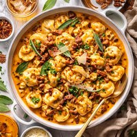 Parmesan Tortellini in a Bourbon Spiked Squash Sauce
