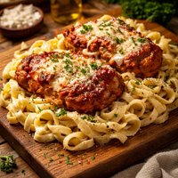 Parmigiana Thighs with Creamy Noodles