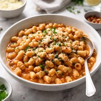 Pasta and White Beans in Light Tomato Sauce