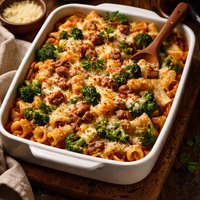 Pasta Bake with Sausage Broccoli and Beans