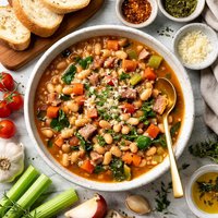 Pasta Fagioli Bean Soup with Smoked Ham