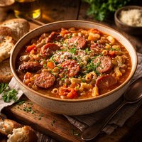 Pasta Fagioli Soup with Smoked Sausage