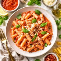 Pasta in the Pink with Red Pepper Puree