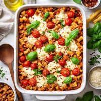 Pasta Mozzarella Bake with Ground Turkey
