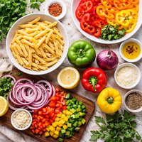 Pasta Onions and Peppers