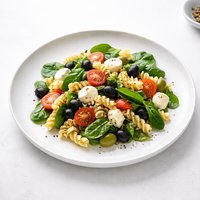 Pasta Salad with Spinach Olives and Mozzarella