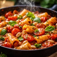 Pasta Skillet with Tomatoes and Beans