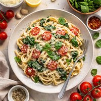Pasta W Spinach Tomato Alfredo Sauce