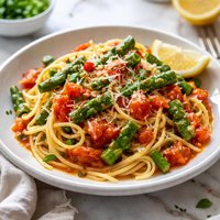 Pasta with Asparagus and Fresh Tomato Sauce