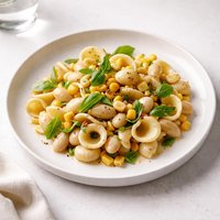 Pasta with Beans Basil Corn