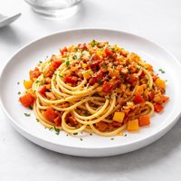 Pasta with Bell Pepper Onion Sauce