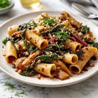 Pasta with Braised Fennel Chard and Balsamic Vinegar