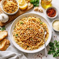 Pasta with Bread Crumbs Cheese Garlic and Red Pepper Flakes